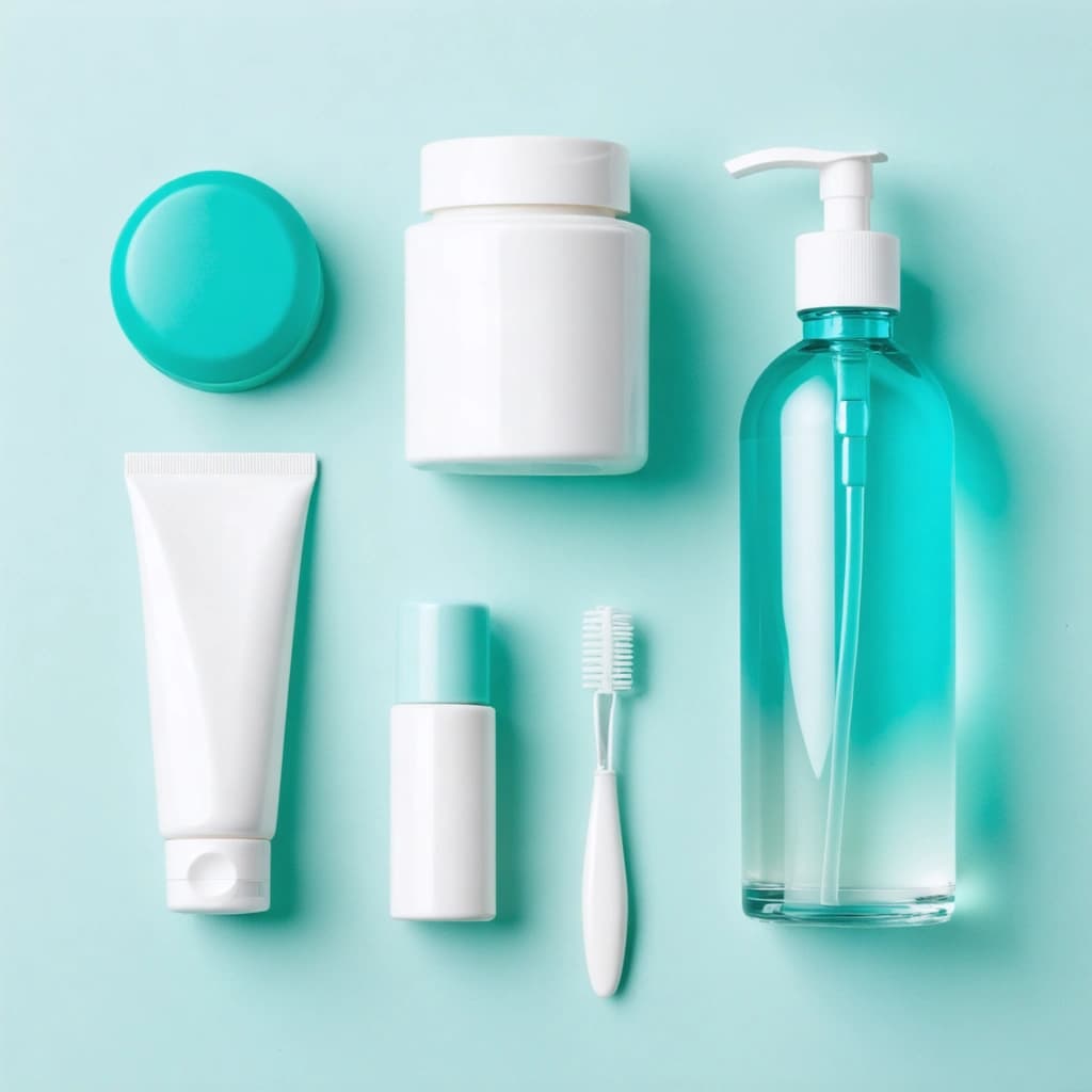 Skincare branding flat lay